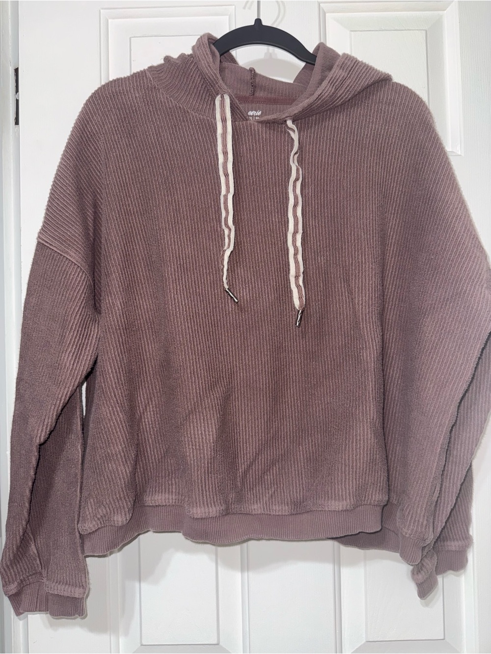 aerie Ribbed Hoodie Sweater in Brown